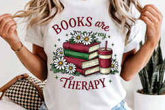Book Lover PNG Books Are My Therapy Reading Shirt Design Product Image 2