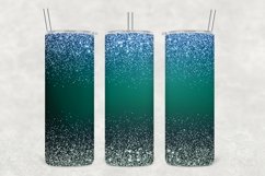 Aqua Grey Tone Sparkle Glitter Tumbler Wrap Sublimation Product Image 1