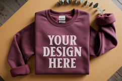 Gildan 18000 Red Folded Flat Lay Mockups Product Image 1