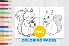 Cute squirrel with cocoa Coloring Pages | Coloring book Product Image 1