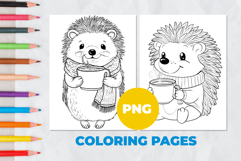 Hedgehog with a mug of cocoa Coloring Pages | Coloring book Product Image 1