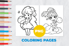 Girl playing in the clouds Coloring Pages | Coloring book Product Image 1