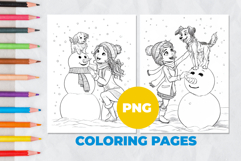 Girl is making a snowman Coloring Pages | Coloring book Product Image 1