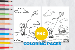 A boy is flying a kite Coloring Pages | Coloring book Product Image 1