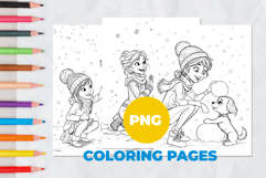 Girl is making a snowman Coloring Pages | Coloring book Product Image 1
