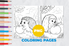 Hedgehog with an apple Coloring Pages | Coloring book Product Image 1