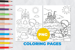 Sand castle on the beach Coloring Pages | Coloring book Product Image 1