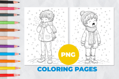 Boy catches snowflakes Coloring Pages | Coloring book Product Image 1