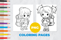 Cute girl with a backpack Coloring Pages | Coloring book Product Image 1