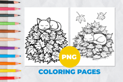 A cat in autumn leaves Coloring Pages | Coloring book Product Image 1