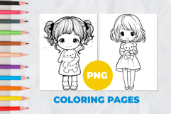 Cute girl with a soft toy Coloring Pages | Coloring book Product Image 1