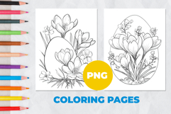 Flower with Easter eggs Coloring Page | Coloring book Product Image 1