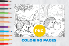 Hedgehog with an apple Coloring Pages | Coloring book Product Image 1