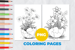 Flower with Easter eggs Coloring Page | Coloring book Product Image 1