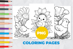 Chick with a flower Coloring Pages | Coloring book Product Image 1
