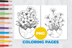 Flower with Easter eggs Coloring Page | Coloring book Product Image 1