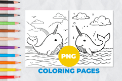 Whale with a horn Coloring Page | Coloring book Product Image 1