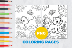 The cat is playing Coloring Pages | Coloring book Product Image 1