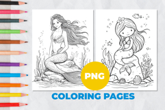 Mermaids Coloring Pages | Coloring book Product Image 1