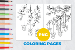 Easter eggs on a branch Coloring Page | Coloring book Product Image 1