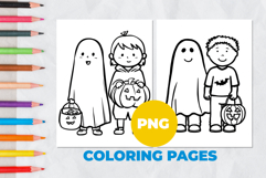 Children in Halloween costume Coloring Pages | Coloring book Product Image 1