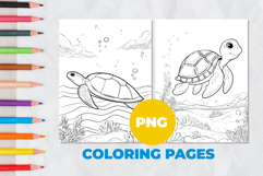 Turtle in the sea Coloring Page | Coloring book Product Image 1