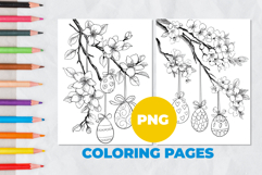 Easter eggs on a branch Coloring Page | Coloring book Product Image 1