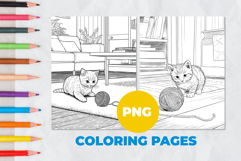 The cat is playing Coloring Pages | Coloring book Product Image 1