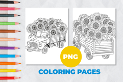 Sunflowers in the car Coloring Pages | Coloring book Product Image 1