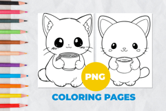 Little pet kitten with a cup Coloring Pages | Coloring book Product Image 1