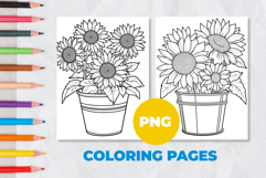 Sunflowers in a bucket Coloring Pages | Coloring book Product Image 1