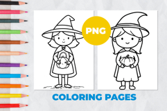 Witch with a pumpkin Coloring Pages | Coloring book Product Image 1