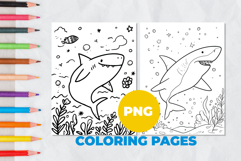Shark in the sea Coloring Page | Coloring book Product Image 1
