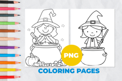 Witch with a cauldron Coloring Pages | Coloring book Product Image 1