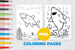 Shark in the sea Coloring Page | Coloring book Product Image 1