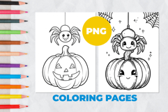 Spider with a pumpkin Coloring Pages | Coloring book Product Image 1