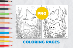 Stingrays in the sea Coloring Page | Coloring book Product Image 1