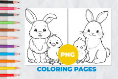 Rabbit with chicken Coloring Page | Coloring book Product Image 1
