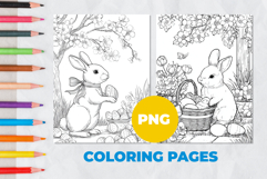 Easter bunny with eggs Coloring Page | Coloring book Product Image 1