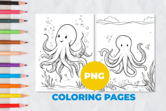 Octopus in the sea Coloring Page | Coloring book Product Image 1