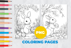 Easter bunny with eggs Coloring Page | Coloring book Product Image 1
