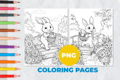 Easter bunny with a basket Coloring Page | Coloring book Product Image 1