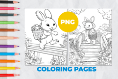 Easter bunny with a basket Coloring Page | Coloring book Product Image 1