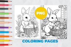 Easter bunny with eggs Coloring Page | Coloring book Product Image 1