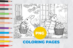 Easter bunny with eggs Coloring Page | Coloring book Product Image 1