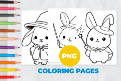 Magical Pet Rabbit Wizard Coloring Pages | Coloring book Product Image 1