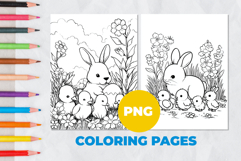 Rabbit with chicken Coloring Page | Coloring book Product Image 1