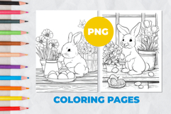 Easter bunny with eggs Coloring Page | Coloring book Product Image 1