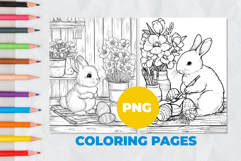 Easter bunny with eggs Coloring Page | Coloring book Product Image 1