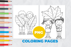 Child in autumn leaves Coloring Pages | Coloring book Product Image 1